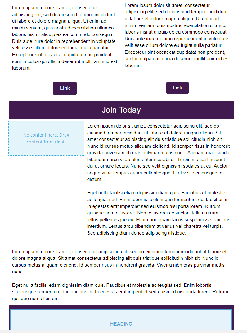 Preview of newsletter template 1, lower section