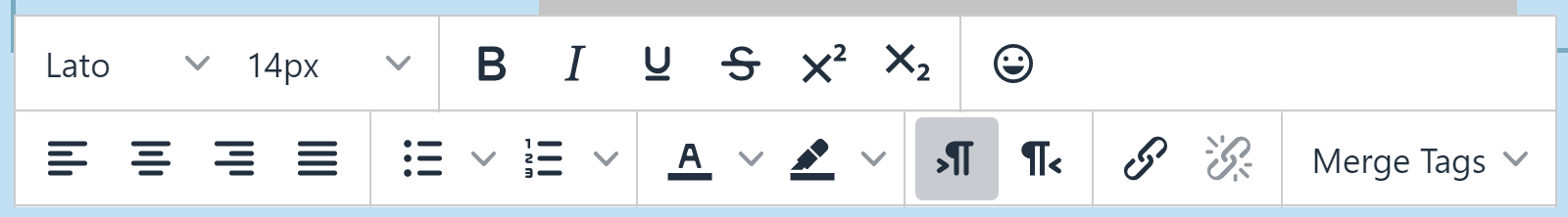 The text formatting toolbar in a text content element